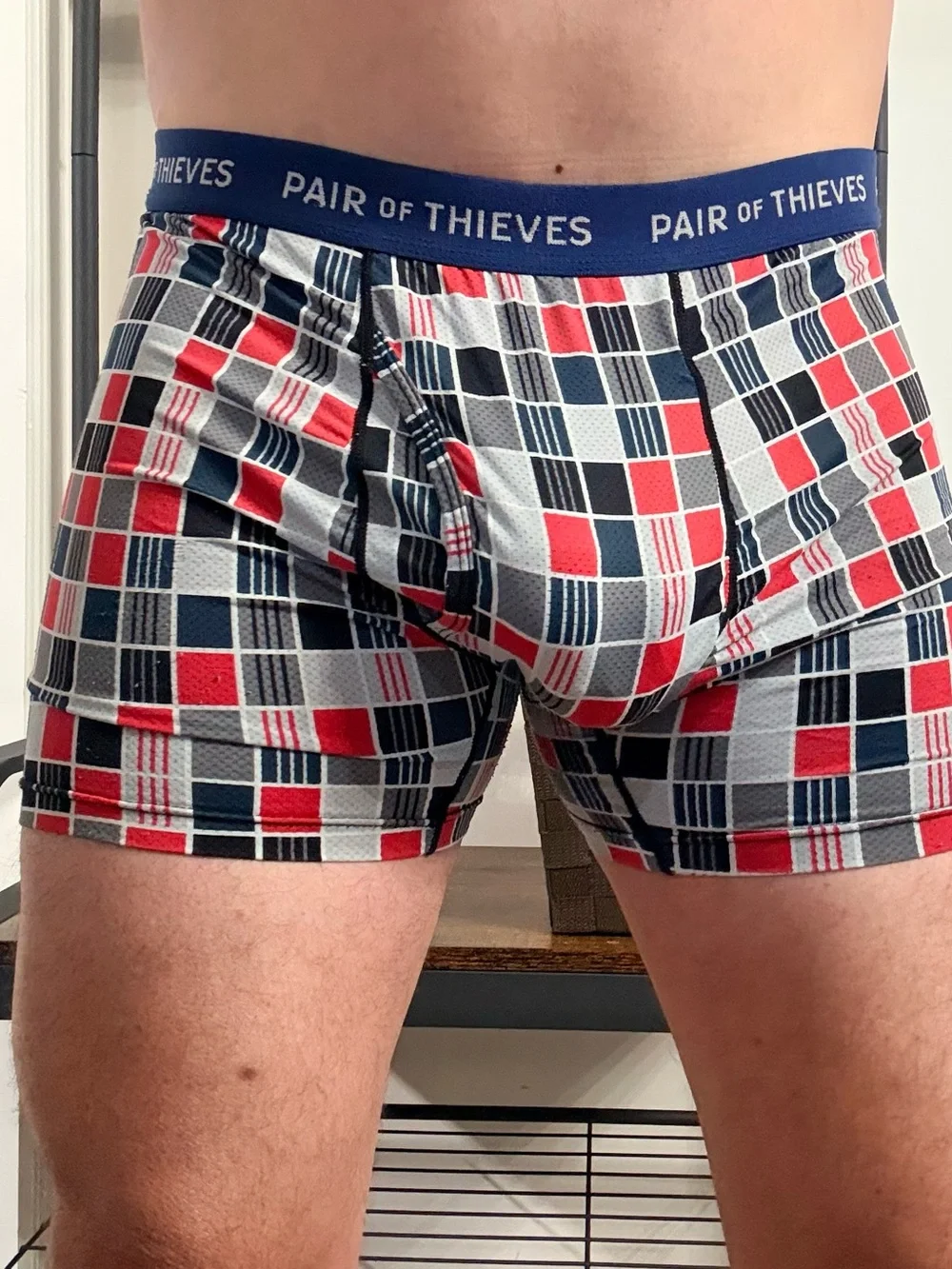 Pair of Thieves Men's Red, Navy & White Plaid Boxer Briefs